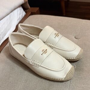 Coach Cream Leather Espadrille Loafers